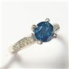 Image 2 : 14K WHITE GOLD NATURAL BLUE DIAMOND (COLOR ENHANCED) (1CT) DIAMOND(0.12CT)  RING (~SIZE 6.5) (~WE...