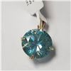 Image 1 : 14K YELLOW GOLD GREENISH BLUE MOISSANITE(8CT)  PENDANT (~WEIGHT 1.66G)