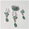 Image 1 : SILVER EMERALD RING SIZE 7 EARRING AND PENDANT(9CT) (~WEIGHT 13.15G)