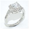 Image 2 : SILVER CUBIC ZIRCONIA(1.5CT) RHODIUM PLATED RING (~SIZE 7) (~WEIGHT 3.1G)