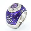 Image 2 : SILVER AMETHYST(2.15CT) RHODIUM PLATED ENAMEL WORK RING (~SIZE 8) (~WEIGHT 10.75G)