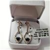 Image 2 : SILVER SAPPHIRE WHITE TOPAZ  EARRINGS (~WEIGHT 3.35G)