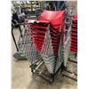 Image 2 : 10 RED PLASTIC STACKING COMMERCIAL EVENT CHAIRS ON BLACK METAL MOBILE CHAIR CART