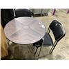 Image 2 : 31" ROUND PLASTIC TOP TABLE WITH 4 METAL FRAMED PADDED STACKING CHAIRS