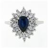 Image 4 : Vintage Platinum 2.69 ctw GIA NO HEAT Sapphire & Diamond Ballerina Cocktail Ring