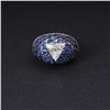 Image 1 : 18k Yellow Gold Trillion Cut Diamond & Sapphire Ring by Carla Rici