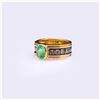 Image 2 : 18K Yellow Gold Emerald & Diamond Ring by Carlo Rici