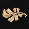 Image 3 : Vintage 14k Yellow & White Gold .25 ctw Round Diamond Fern Leaf Branch Brooch Pi