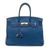 Image 1 : Hermes Blue Hydra Clemence Leather Birkin 35 Satchel Bag