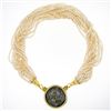 Image 8 : Vintage 18k Gold 16 Strand Pearl Necklace Spanish Piece of Eight Coin Pendant