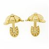 Image 3 : Piaget 1993 18k Gold Bezel Diamond Jockey Cap Horse Shoe Swivel Back Cuff Links