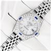 Image 3 : Rolex Ladies Quickset Silver Index Diamond Lugs & Sapphire Datejust Wristwatch