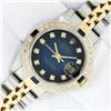 Image 2 : Rolex Ladies 2T Quickset Factory Blue Vignette Diamond Datejust Wristwatch 26MM