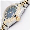 Image 8 : Rolex Ladies 2T Quickset Factory Blue Vignette Diamond Datejust Wristwatch 26MM