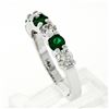 Image 8 : New 14K White Gold 1.33 ctw Shared Prong Big Round Diamond & Emerald Band Ring