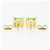 Image 2 : Classic 14K Yellow Gold 2.60 ctw Square Cut Channel Set Peridot Post Stud Earrin