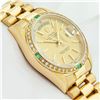 Image 8 : Rolex Mens 18K Yellow Gold Day Date President Champagne Index & Diamond Emerald