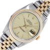 Image 1 : Rolex Mens Datejust 36 Champagne Linen Index Yellow Gold Fluted Wristwatch