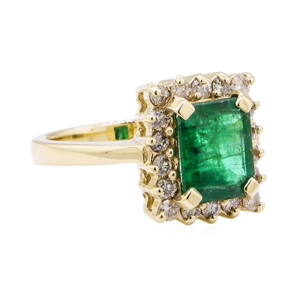 2.90 ctw Emerald and Diamond Ring - 14KT Yellow Gold