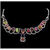 Image 1 : 33.71 ctw Tourmaline and Diamond Necklace - 14KT White Gold