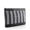 Image 1 : Balenciaga Navy Zip Pouch Striped Canvas and Leather Large Black, Blue, Neutral