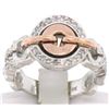 Image 2 : UNIQUE MODERN 14k White & Rose Gold 0.40 ctw Diamond Buckle Like Ring