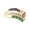 Image 1 : 0.60 ctw Emerald, Ruby, and Sapphire Stackable Ring Set of Three - 14KT Yellow G