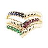 Image 2 : 0.60 ctw Emerald, Ruby, and Sapphire Stackable Ring Set of Three - 14KT Yellow G