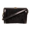 Gucci Black Suede Leather Vintage Clasp Shoulder Bag