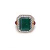 Image 1 : Large 18k Yellow Gold Emerald Ruby & Diamond Ring By Victor Loo