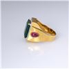 Image 3 : Large 18k Yellow Gold Emerald Ruby & Diamond Ring By Victor Loo
