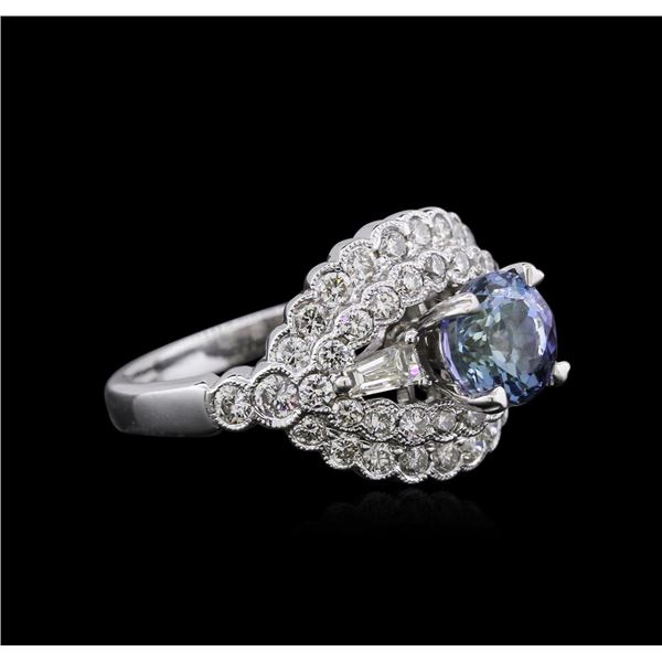 18KT White Gold 1.37 ctw Tanzanite and Diamond Ring