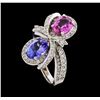 Image 4 : 2.55 ctw Tanzanite, Pink Sapphire, and Diamond Ring - 14KT White Gold