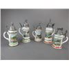 Image 1 : 5 German Beer Steins- Pewter Tops