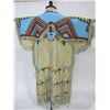 Image 2 : Beaded And Fringed Doeskin Dress- 48"L- Great Craftsmanship- Comes With Stand