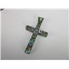 Image 2 : Large Sterling Multi Stone Inlaid Zuni Cross Pendent- Double Sided- 3" X 1.5"