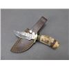 Image 2 : Damascus Knife With Sheath- 3" Blade- 3" Rams Horn Handle
