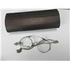 Image 2 : Old Eye Glasses With Unmarked Sterling Chain- Case