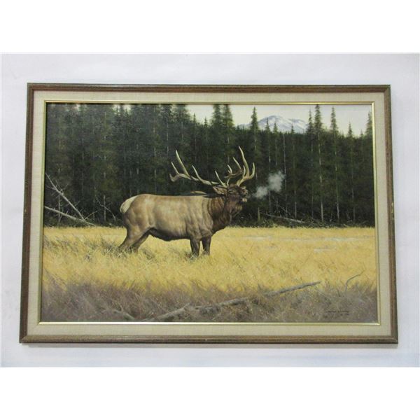 Michael Schrek 1984 Acrylic Elk Print- 40  X 28 