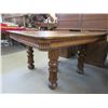 Image 2 : 5 Legged Quarter Sawn Oak Table- Great Condition- 28"H X 47" X 47"- Carved