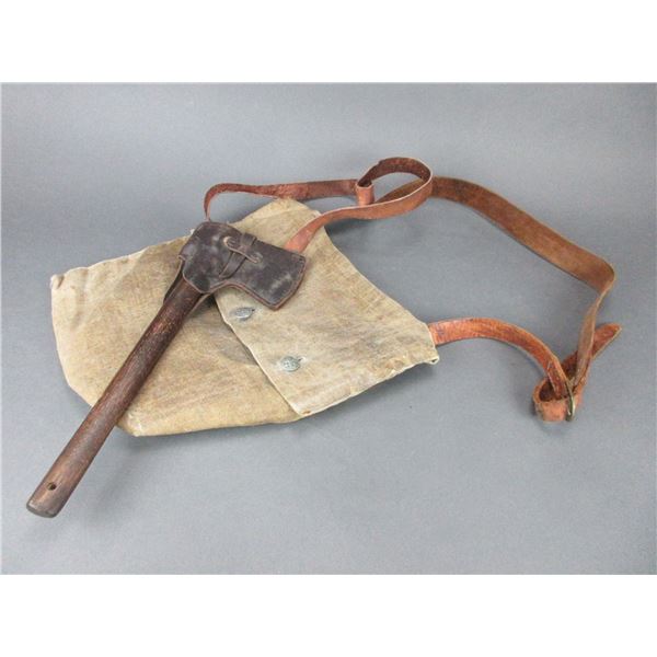 Buckskinner Canvas Pouch With Tomahawk- Marked JS- 14" X 14"