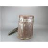 Image 2 : European Tin Pail With Leather Strap- 17"H X 13"W X 7.5"D