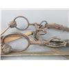 Image 2 : Old Dotted Headstall With Nickel Conchos- Unmarked Buermann Globe Bit- High Port Mouth With Reins