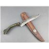 Image 1 : Unmarked Knife With Sheath- 8" Blade- 5" Antler Handle