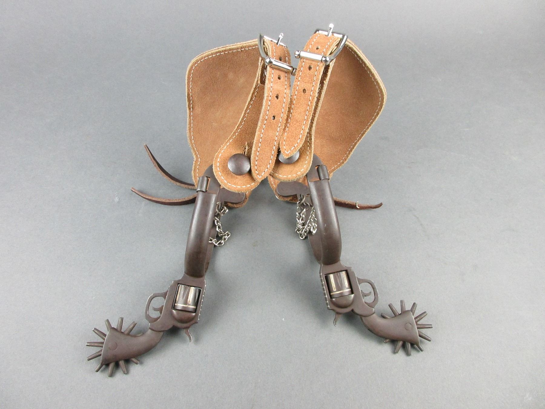 Marked E Garcia In Script Silver Inlaid Spurs- .75