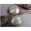 Image 3 : Marked CCSC (Jack Ferguson) Spur Straps- 2" Engraved Domed 6666 Conchos Marked JF- Tooled Straps