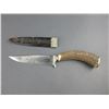 Image 1 : Marked S Tresch Knife With Sheath- 5" Blade- 4.5" Antler Handle