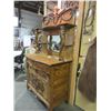 Image 3 : Immaculate Oak Buffet- Mirrored Back With Shelf- Extensively Carved- Original Hardware- Lion Heads- 