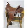 Image 1 : Heydt + Streib Maker Portland Ore Ladies Astride Saddle- Slick Fork- 14" Padded Seat- Tooled- Good S