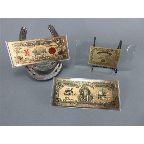 2 Gold Plated Bills With Certificate